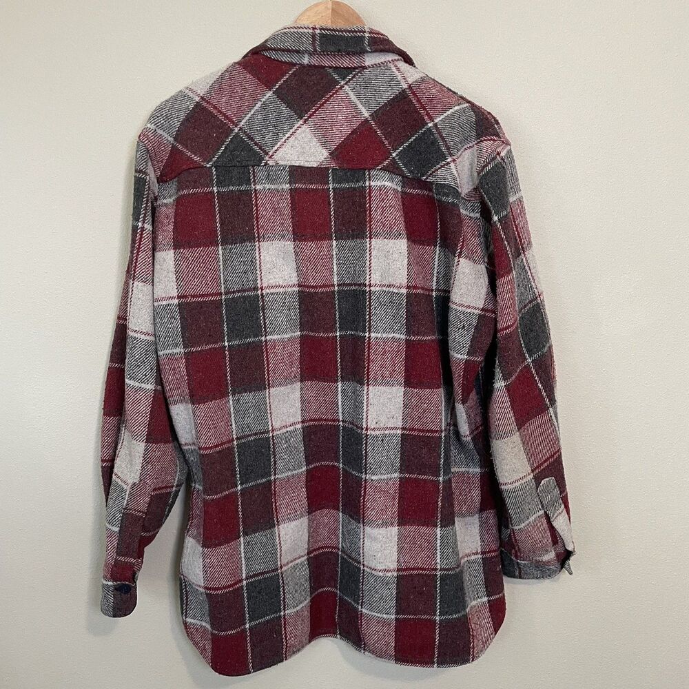 Vintage 90s Sportswear by Country Touch Wool Linen Red Flannel Plaid Mens L - Picture 6 of 9